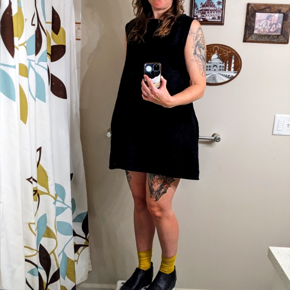 Bryn Walker 100% Linen XS oversized black mini dress